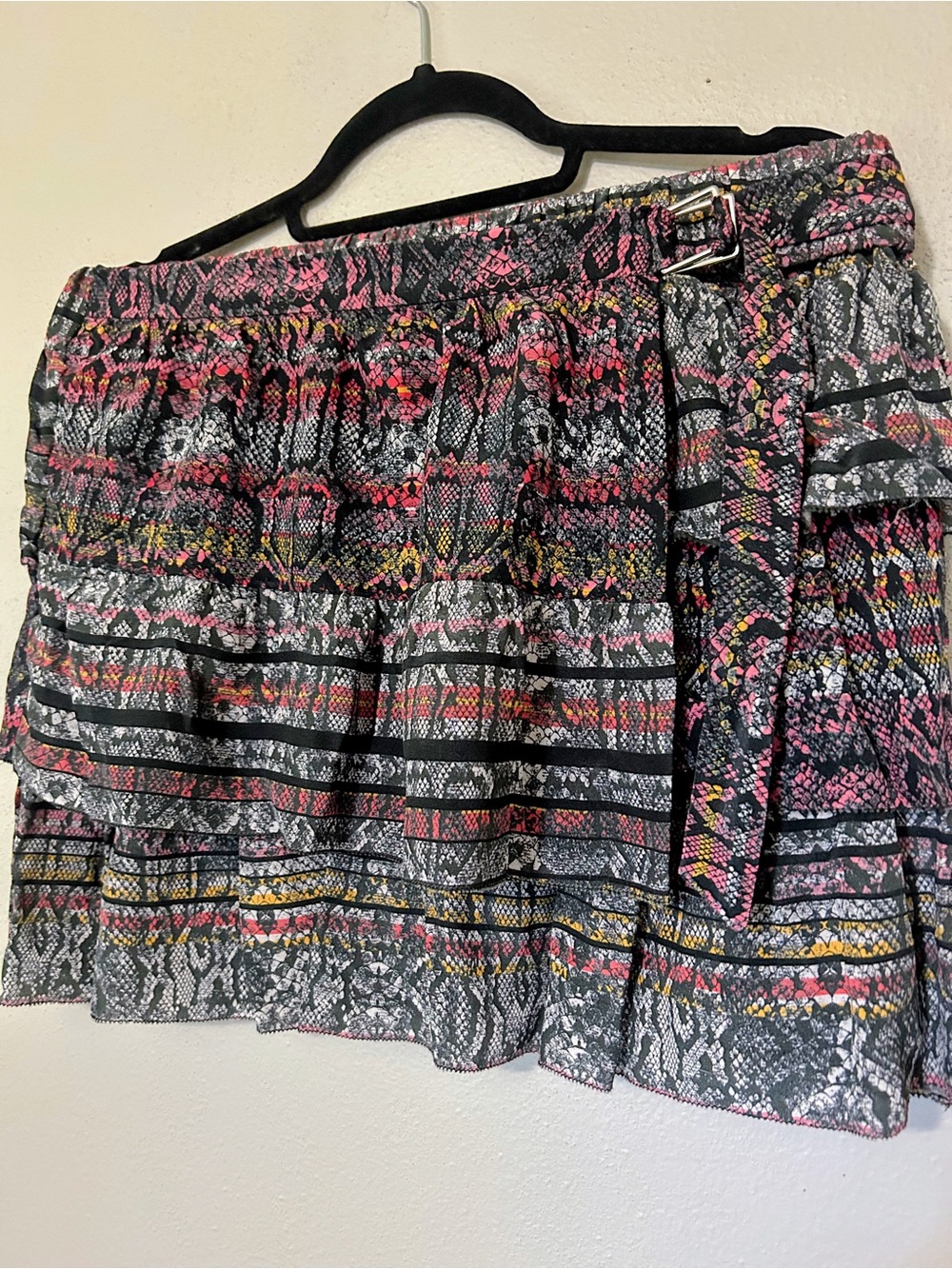 IRO Snakeskin Maximalist Patterned Ruffle Mini Skirt
